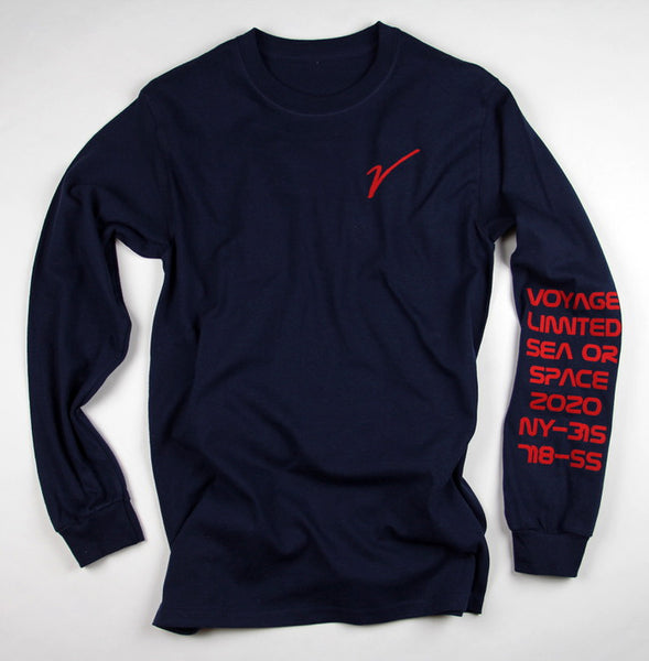 Navy Sea Or Space Red Felt Long Sleeve