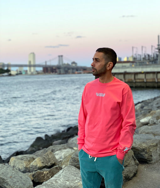 Coral & Sky Blue Long Sleeve Voyage shirt.