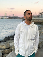 Voyage Unisex Sueded Zip Hoodie (White/Black)