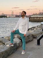 Voyage Unisex Sueded Zip Hoodie (White/Black)