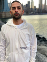 Voyage Unisex Sueded Zip Hoodie (White/Black)