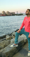 Coral & Sky Blue Long Sleeve Voyage shirt.