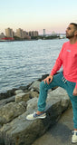 Coral & Sky Blue Long Sleeve Voyage shirt.
